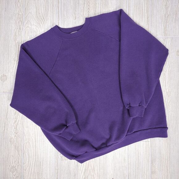 Vintage Hanes Her Way Women’s XL Purple Crewneck Pullover Sweater Blank - Picture 3 of 4